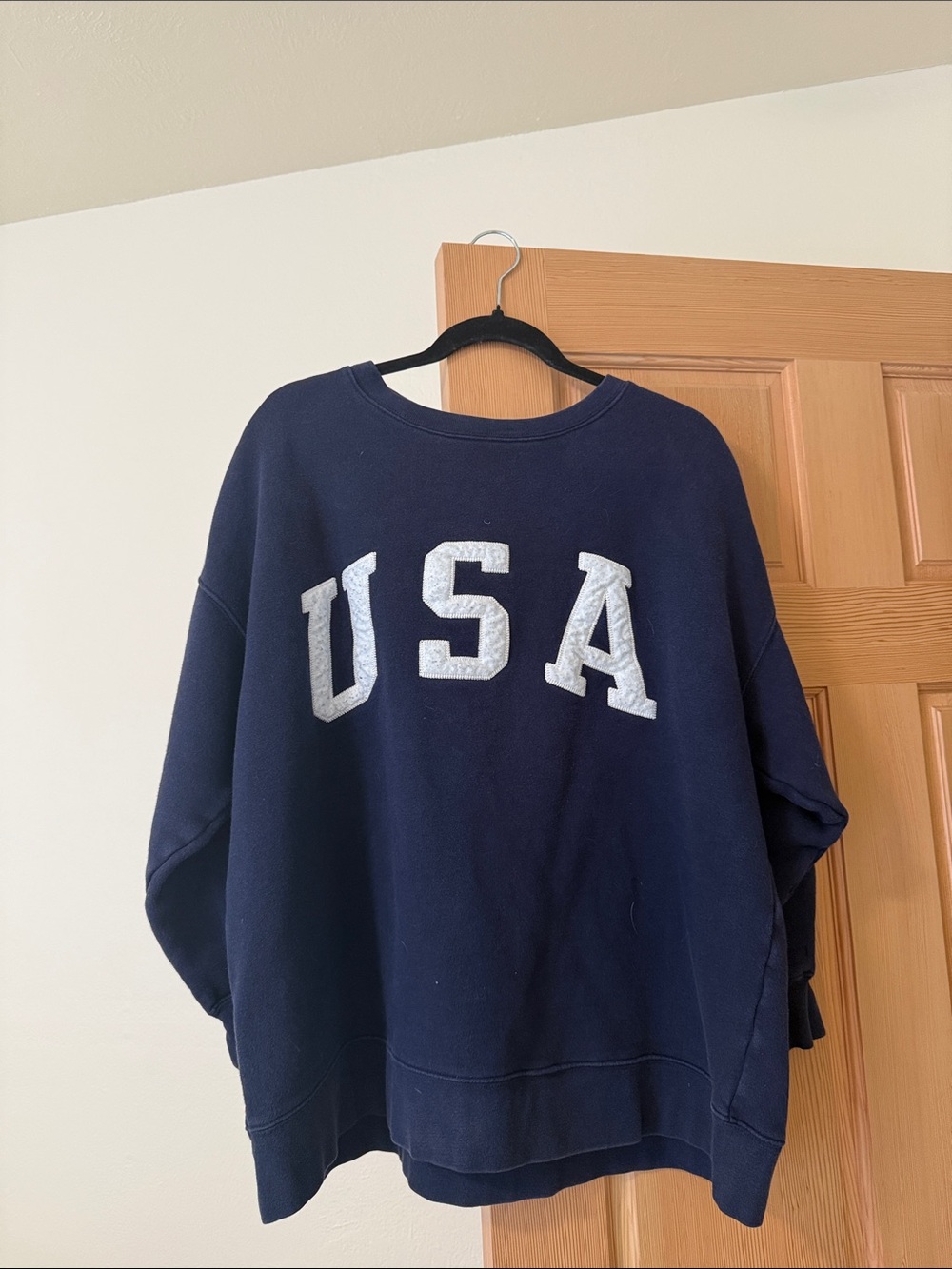 Navy Sweatshirt with USA Lettering